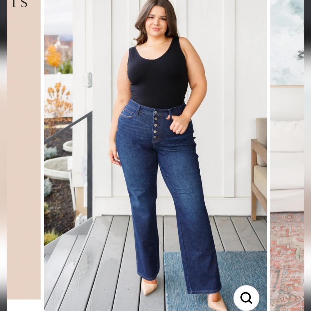 Judy Blue High Rise 5-Button Fly Straight Jeans - Picture 7 of 10